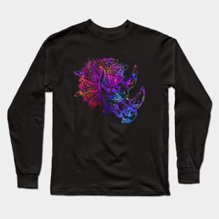 Rainbow Triceratops Dinosaur Long Sleeve T-Shirt